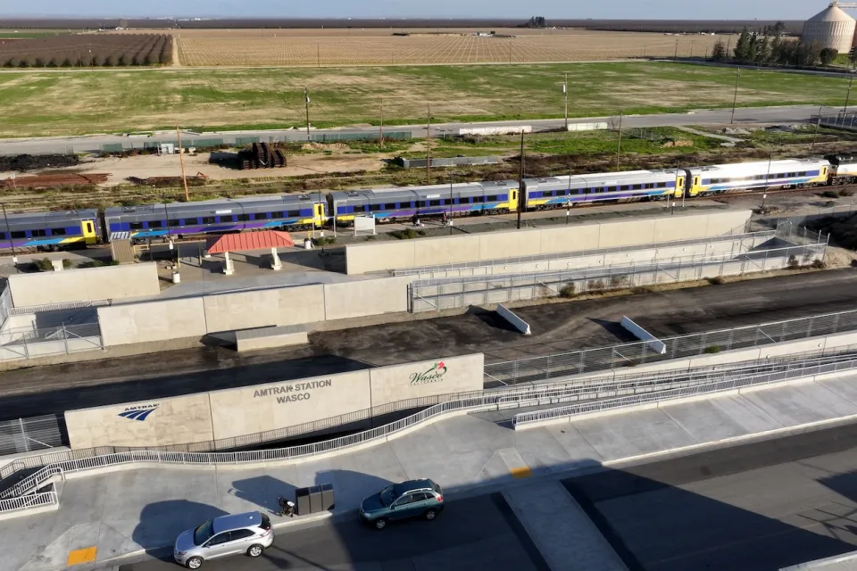 Pedestrian underpass being built at Wasco Amtrak station as part of CA high-speed rail project.